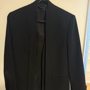 Theory Alkrine Admiral Crepe Tie Neck One Button Structured Blazer Black Size 4